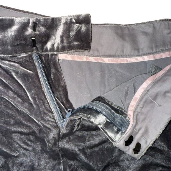 Elevenses Anthropologie Chic Velvet Ankle Trouser Pants in Grey Size 6 - Picture 7 of 12